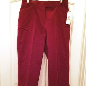 Cotton Corduroy Slacks Pants Mix & Match Weekend Separates Brick Red Sz 14 NWT